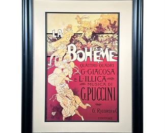 LA BOHEME POSTER | Henry Murger La Boheme poster print, nicely matted and framed - 24 x 15.5 in. (Sight). - w. 26.5 x h. 34.5 in (frame)