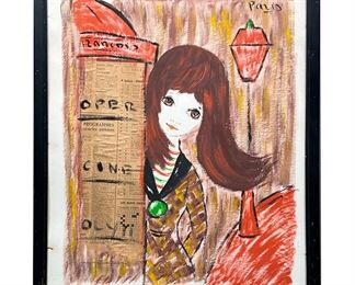 FRENCH SCHOOL MIXED MEDIA | w. 21.5 x h. 25.5 in