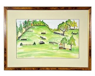 FRAMED PARK PRINT | Ladies & Gentleman Titled in the print lower left in a faux burl veneer frame. - l. 22.5 x h. 16.75 in (frame)