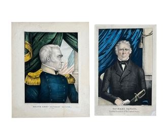 (2PC) AMERICAN LITHOGRAPHS | Including major general, Zachary Taylor, and Zachary Taylor, the Whig candidate for 12th President of the United States with Wunderlich & Co label on verso. - w. 12 x h. 15 in (largest sheet)