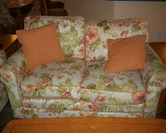 Braxton Culler Furniture "Park Lane" Floral Loveseat with 2 Pillows.