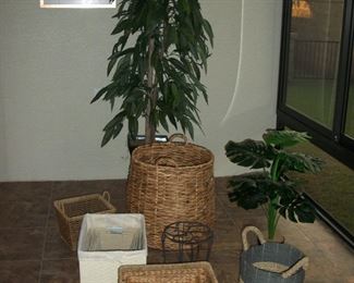 Baskets and Faux Plant