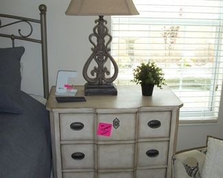 Lexington Furniture "Linen Finish" 3 Drawer Nightstand; 1 of 2 Table Lamp(s).