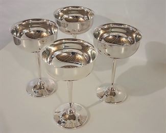 Silver Plated Wine Cups Vintage Bar