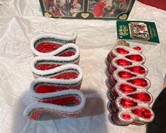 Art glass ribbon candy Christmas ornaments