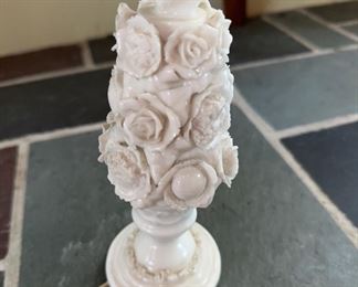 Vintage Japan I.W.Rice IRICE White Porcelain Night Light Lamp white Flowers