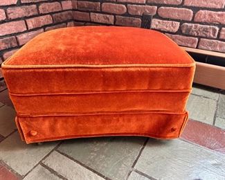70s Velvet Rolling Footstool Ottoman