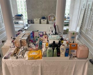 Lots of bathroom products 