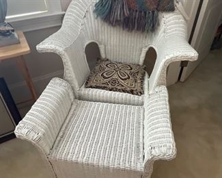 Wicker chair and ottoman 
