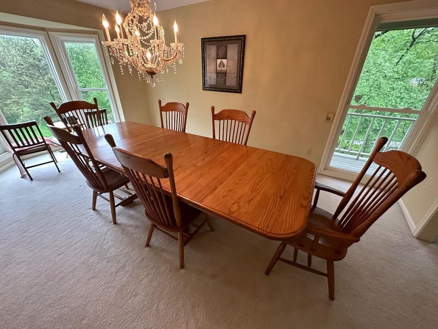 Amish expandable chestnut dining room table