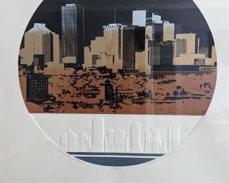 S/N HOUSTON SKYLINE SCULPTED SERIOGRAPH by MARIAN FORD