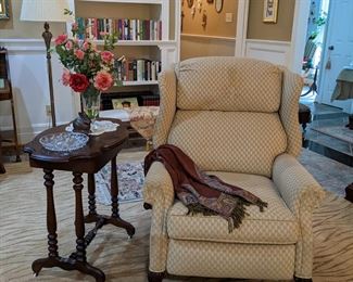RECLINER.....ANTIQUE WALNUT TABLE with DRAWER