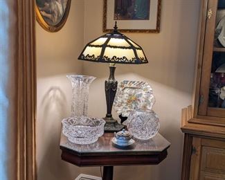 CRYSTAL on VINTAGE LAMP TABLE