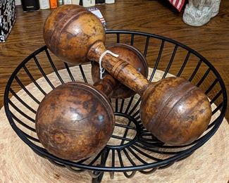 ANTIQUE WOOD BARBELLS