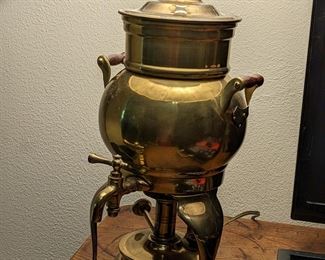 ANTIQUE BRASS COFFEE POT MADE INTO LAMP
