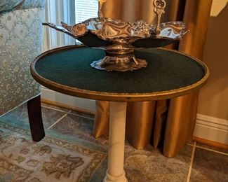 MARBLE STAND & SILVER BASKET