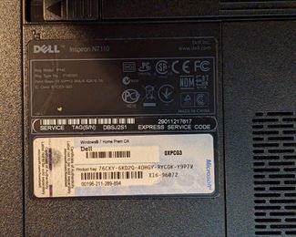 BACK OF DELL LAPTOP