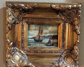 MINIATURE ORIGINAL OIL on BOARD PAINTING