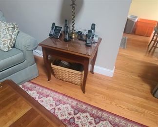 Ethan Allen side stable with glass top and coffee table with glass top