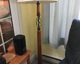 Wood & cast iron floor lamp