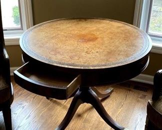 Leather top Drum Table 