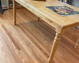 $60 Pine dining or worktable. 60"l x 35.5"w x 30"h (some small issues with finish)