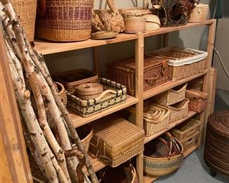 A large collection of interesting baskets available for in person purchase