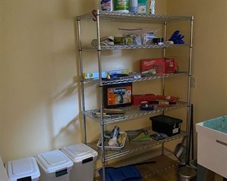 $60 one of two metal storage racks. 48w x 18d x 72h Storage bins available for in person purchase. 