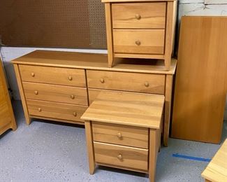 $320 A great set of two bedside tables a six-drawer dresser. Dresser is 64w x 18d x 30.5h Bedside tables are 22.5w x 18d x 22.5h
