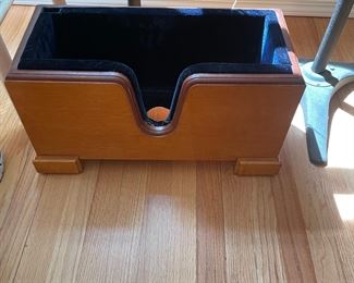 Velvet lined cello stand. Available for in person purchase Friday and Saturday