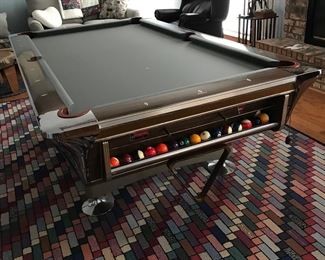 Fischer Pool table, unique marble top - 1 piece - marble repaired on one corner and all accessories included.