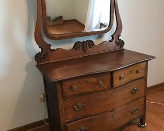 Beautiful Oak Swing Mirror bow front dresser