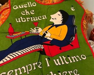 Love these Italian aprons. Translated to "The one who gets drunk"