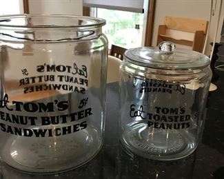Tom's toasted Peanuts with Lid. Tom's Peanut Butter Sandwiches jar - no lid