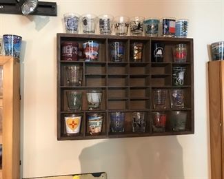 Souvenir Shotglasses from around the world. Shot Glass display cases