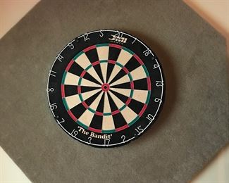Dart board with back and score board