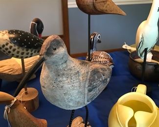 Wonderful carved birds.  Yellow glass pitcher