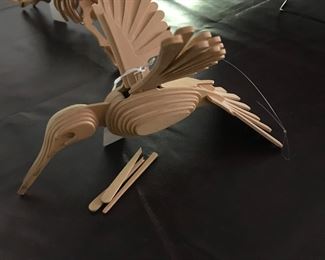 Humming Bird and Prehistoric creature from wood kit
