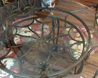 glass top and iron kitchen table