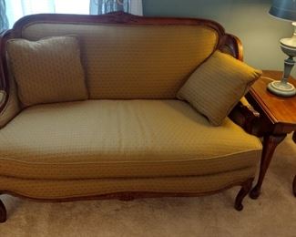 vintage mahogany loveseat reupholstered