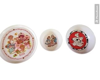 We have various plates and bowls including Strawberry Shortcake