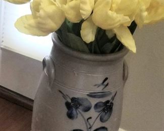 rustic jar with flower accents