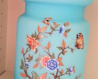 vintage painted glass jar with lid
