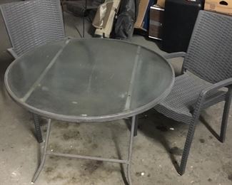 Glass top patio Table & 2 Chairs
