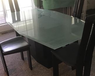 Dining room glass top table and chairs