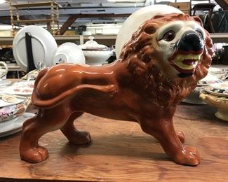 One of a large pair of lions… one paw has been repaired on one of the pair