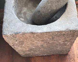 Very large stone mortar and pestle 