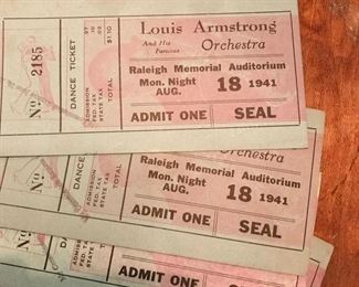 Vintage Louis Armstrong concert tickets