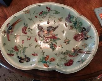 Large celadon dish...repaired