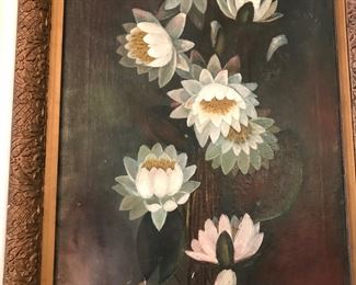 One of many vintage floral oil paintings